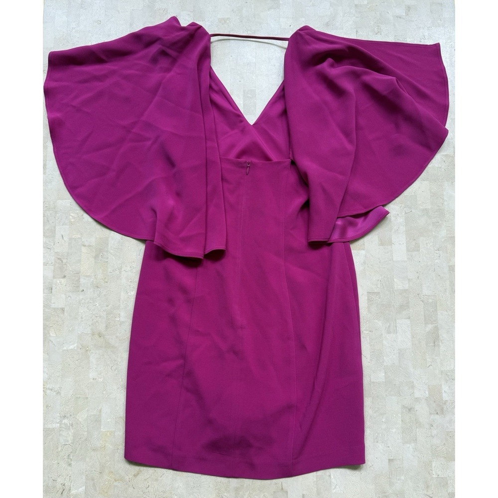 Intermix Muller Caplet Cocktail Cape Dress Magenta Flutter Sleeve Size Small - Picture 7 of 8